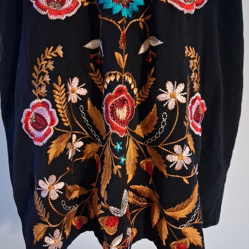 Free People Embroidered Black Sleeveless Mini Dress Size Med - Picture 6 of 13